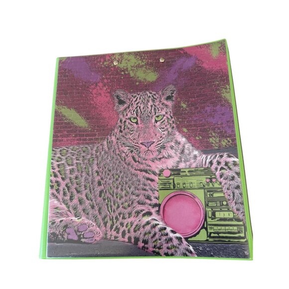 Mead Original Trapper Keeper Binder Retro Portfolio Style Purple Green Cheetah - Picture 3 of 6